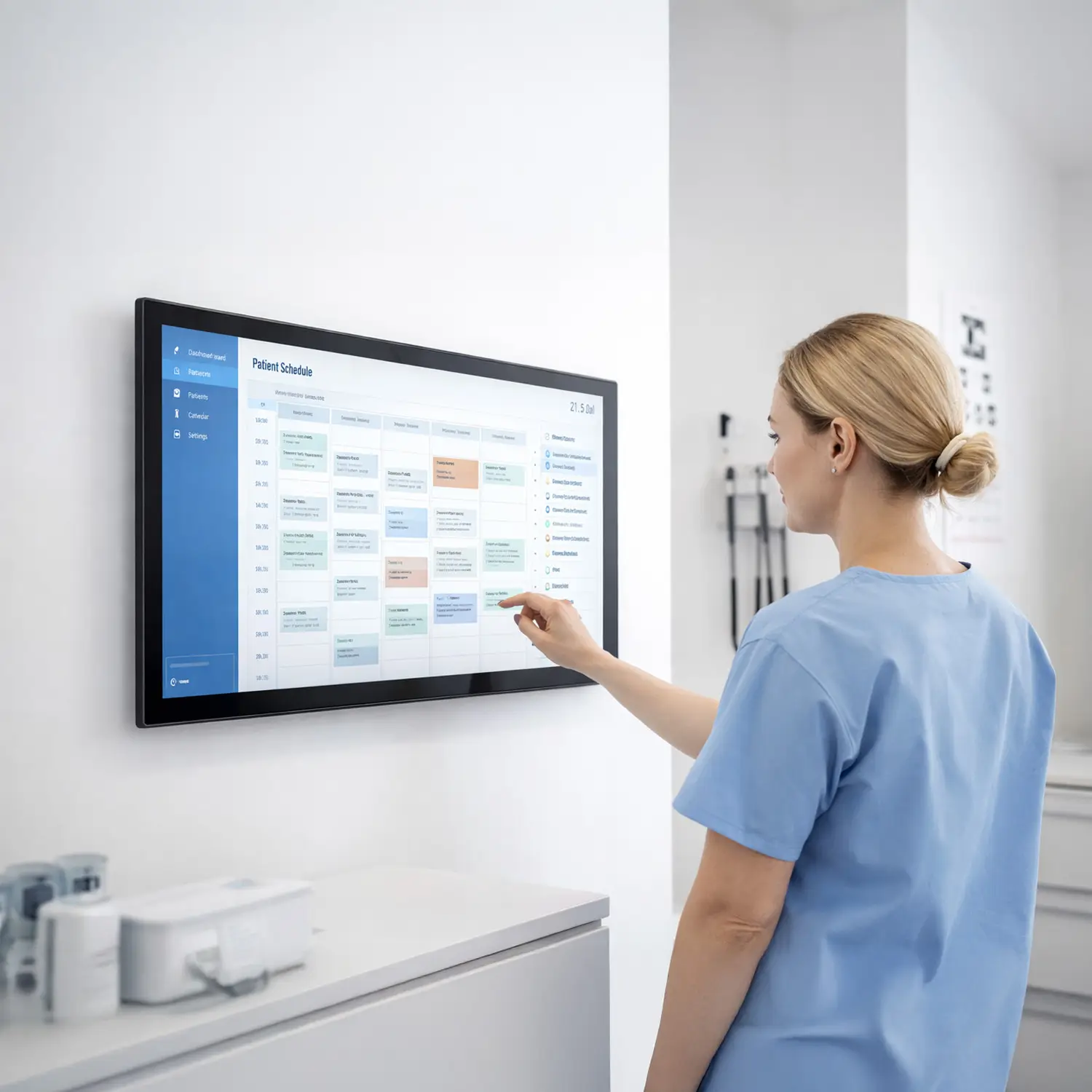 MegaPAD 3204 V7 als fest installiertes 32-Zoll Touchdisplay mit Multitouch-Bedienung