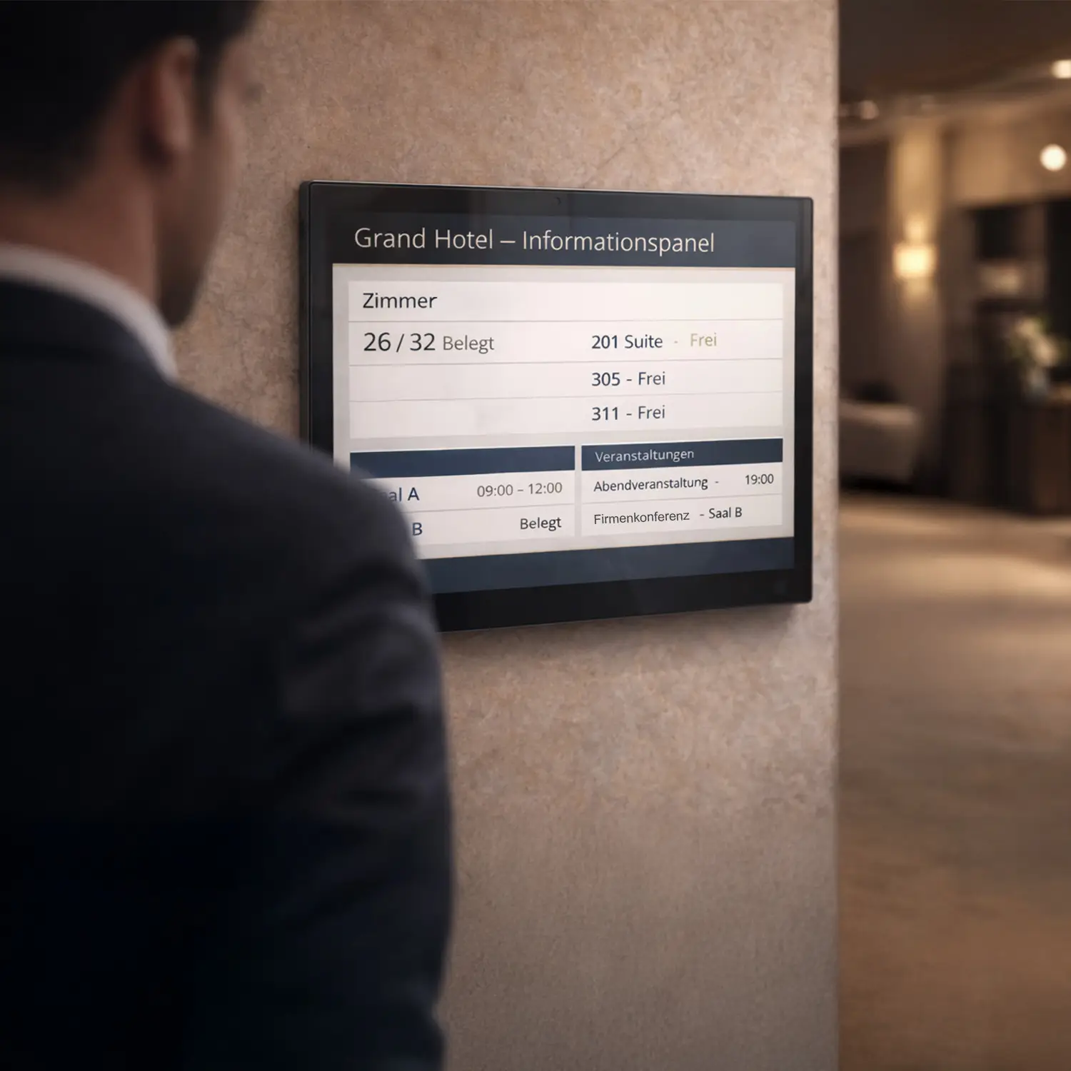 MegaPAD 2154 V7 als fest installiertes Informationspanel im Hotel