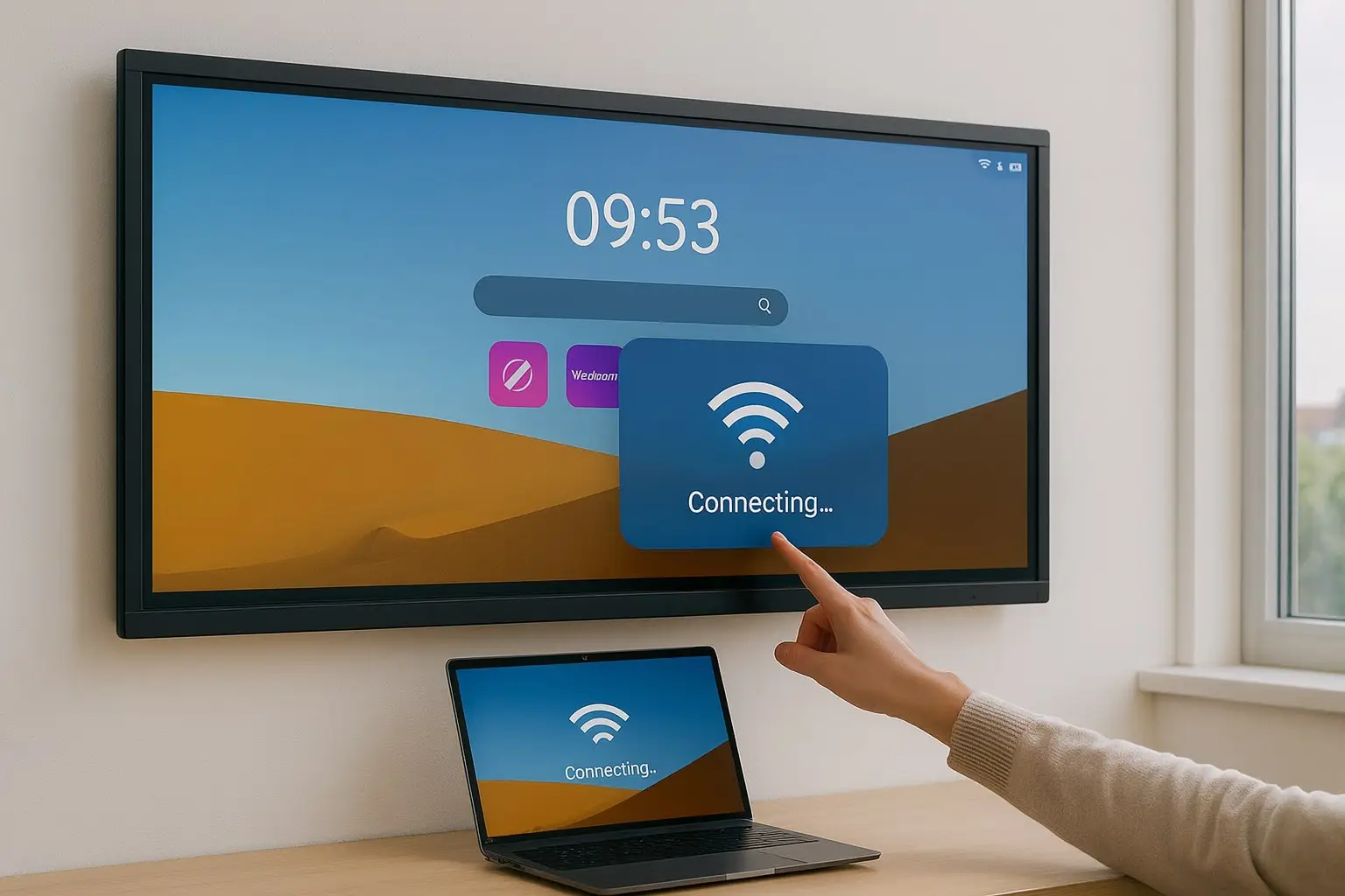 Interaktives Konferenzdisplay mit WLAN und Screen Sharing für professionelle Nutzung