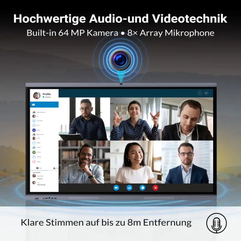 4K Konferenzdisplay für Videokonferenzen mit integrierter Kamera und Mikrofon
