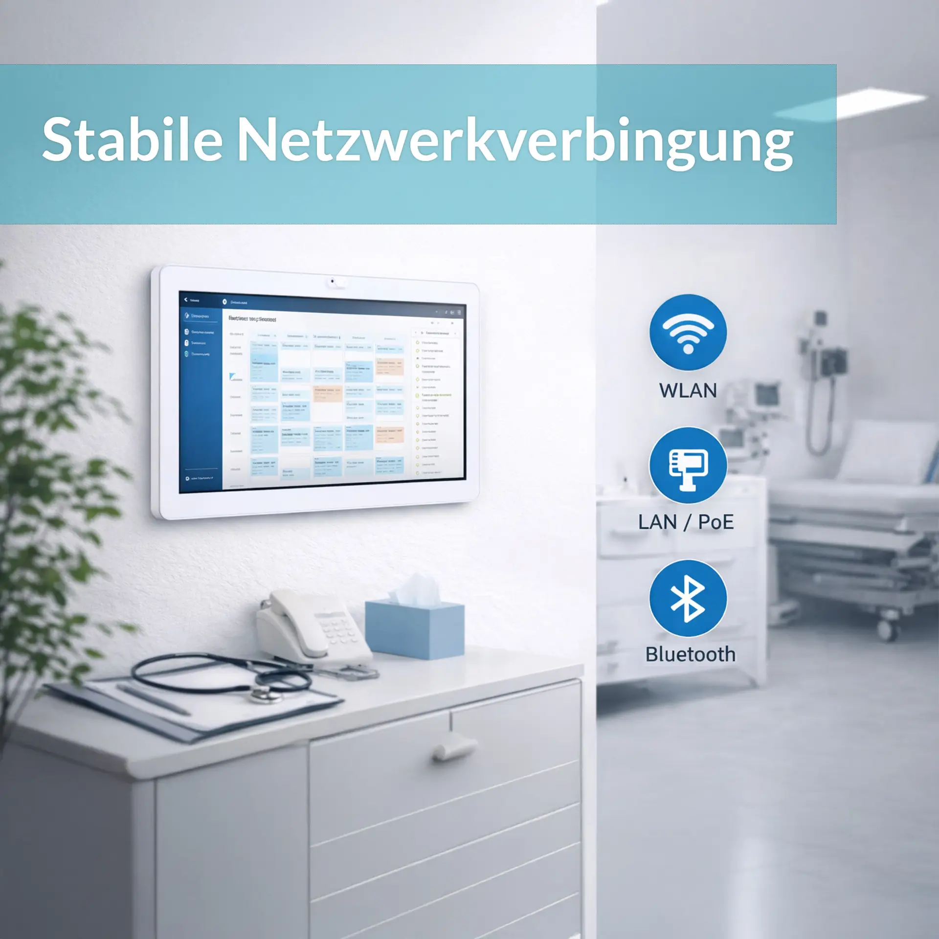 MegaPAD Medline 1854 mit WLAN, LAN PoE und Bluetooth für stabile Netzwerkverbindung