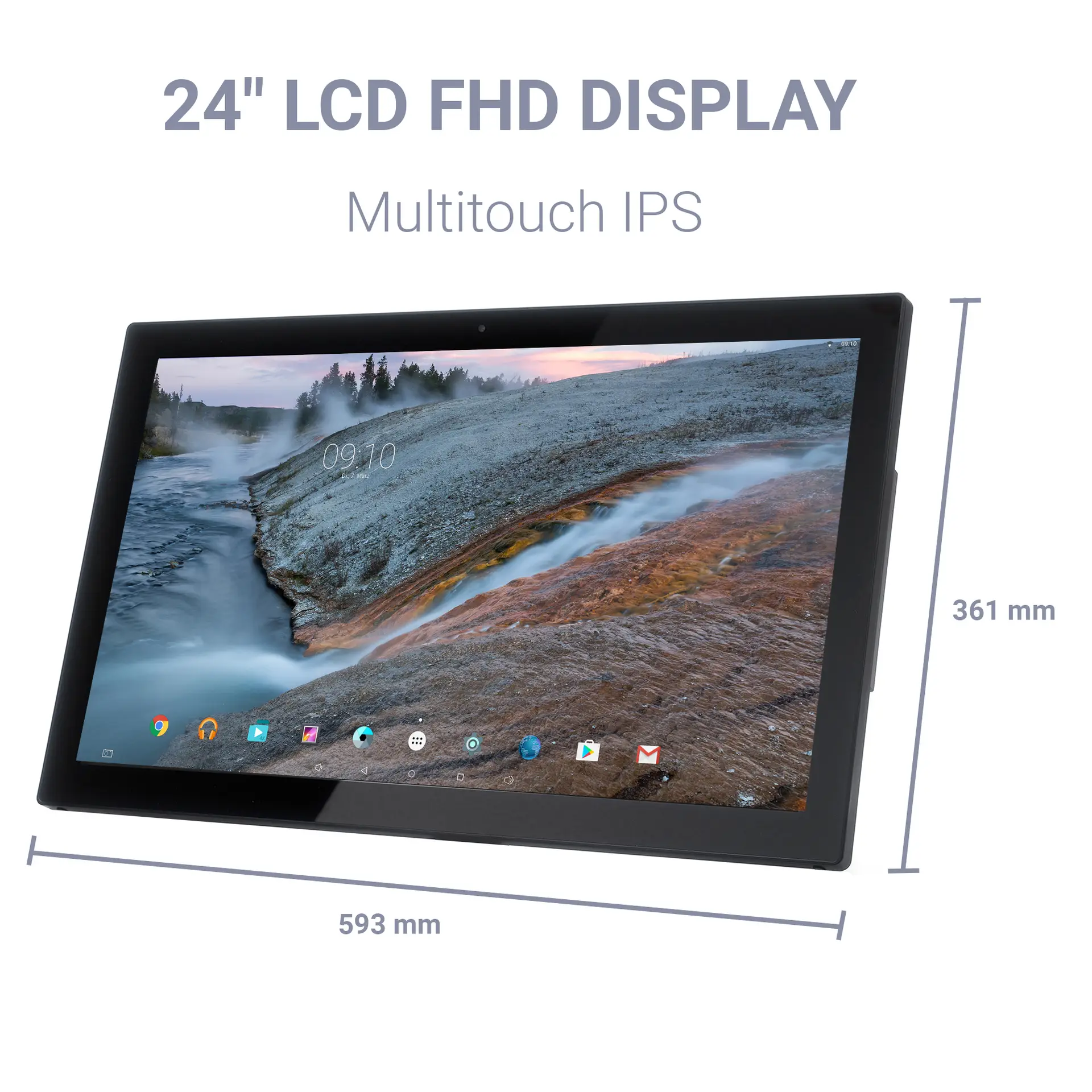 XORO MegaPAD 2404 V7 24 Zoll Full HD IPS Display mit Abmessungen